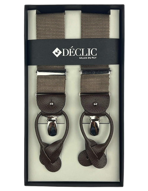 DÉCLIC Ribbed Satin 35mm 2-in-1 Braces - Brown