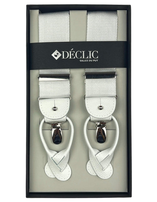 DÉCLIC Ribbed Satin 35mm 2-in-1 Braces - White