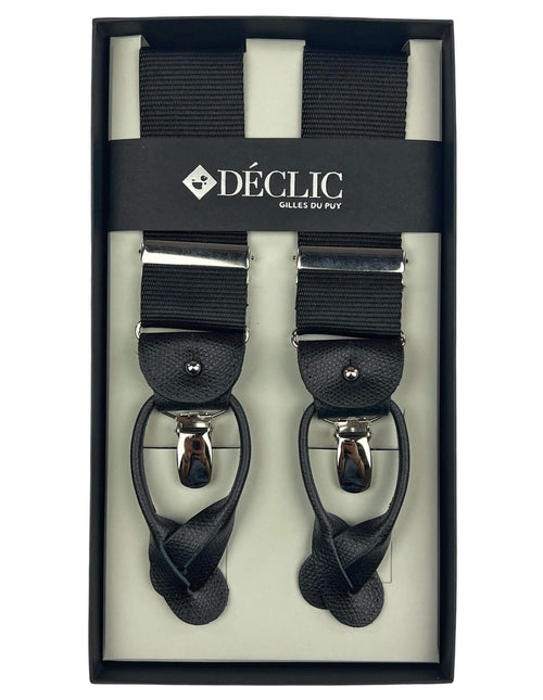 DÉCLIC Ribbed Satin 35mm 2-in-1 Braces - Black