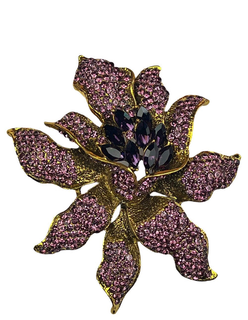 DÉCLIC Iris Diamante Floral Pin - Lavender