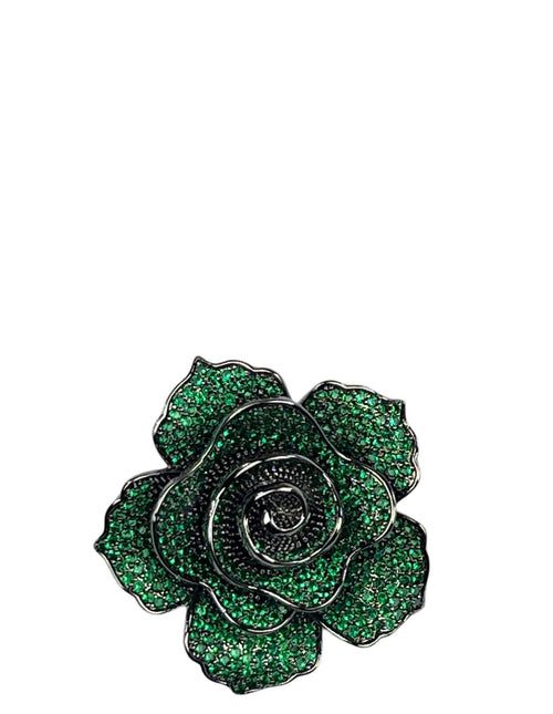 DÉCLIC Rose Zircon Lapel Pin - Green