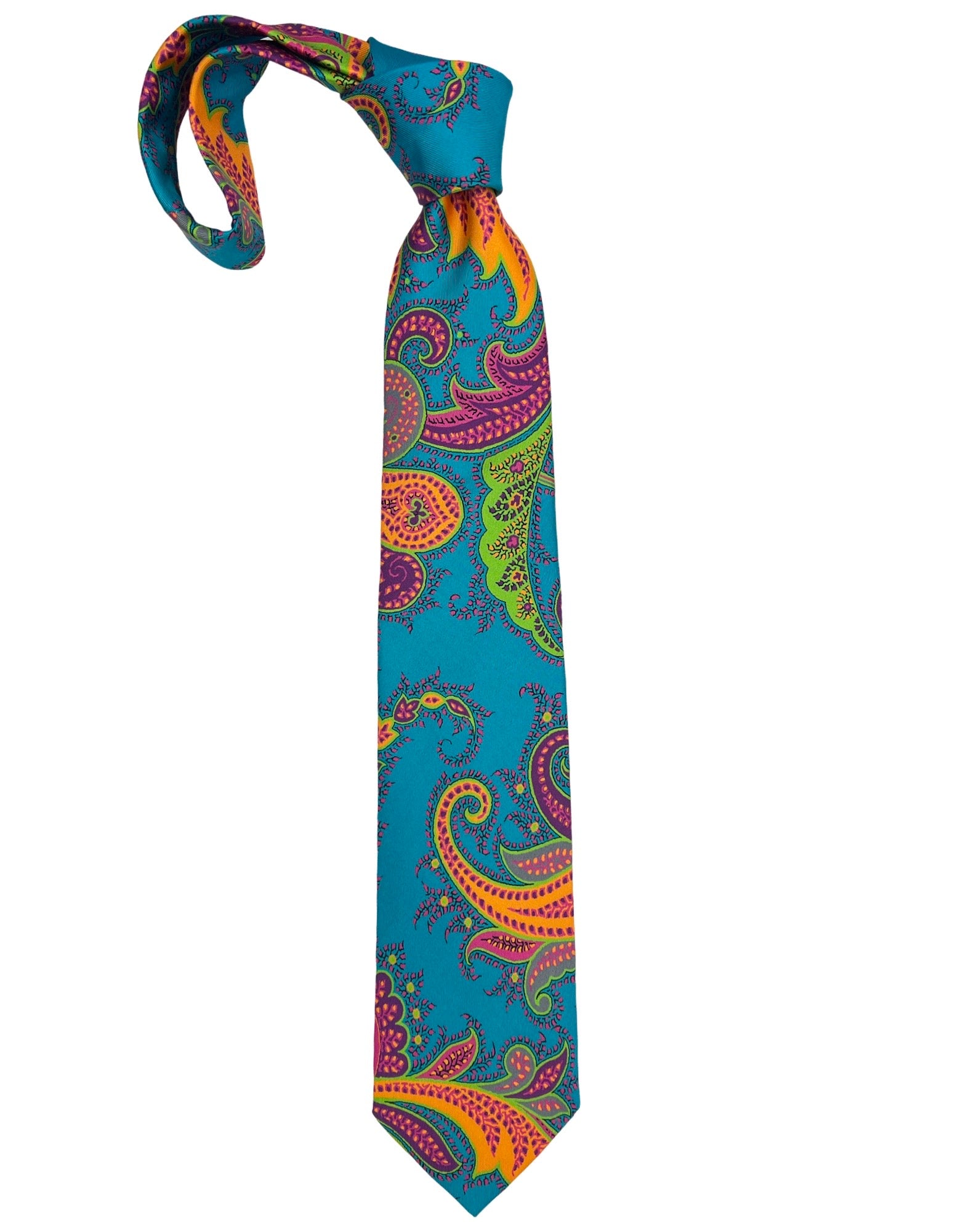 CANTINI Avola Paisley Tie - Aqua