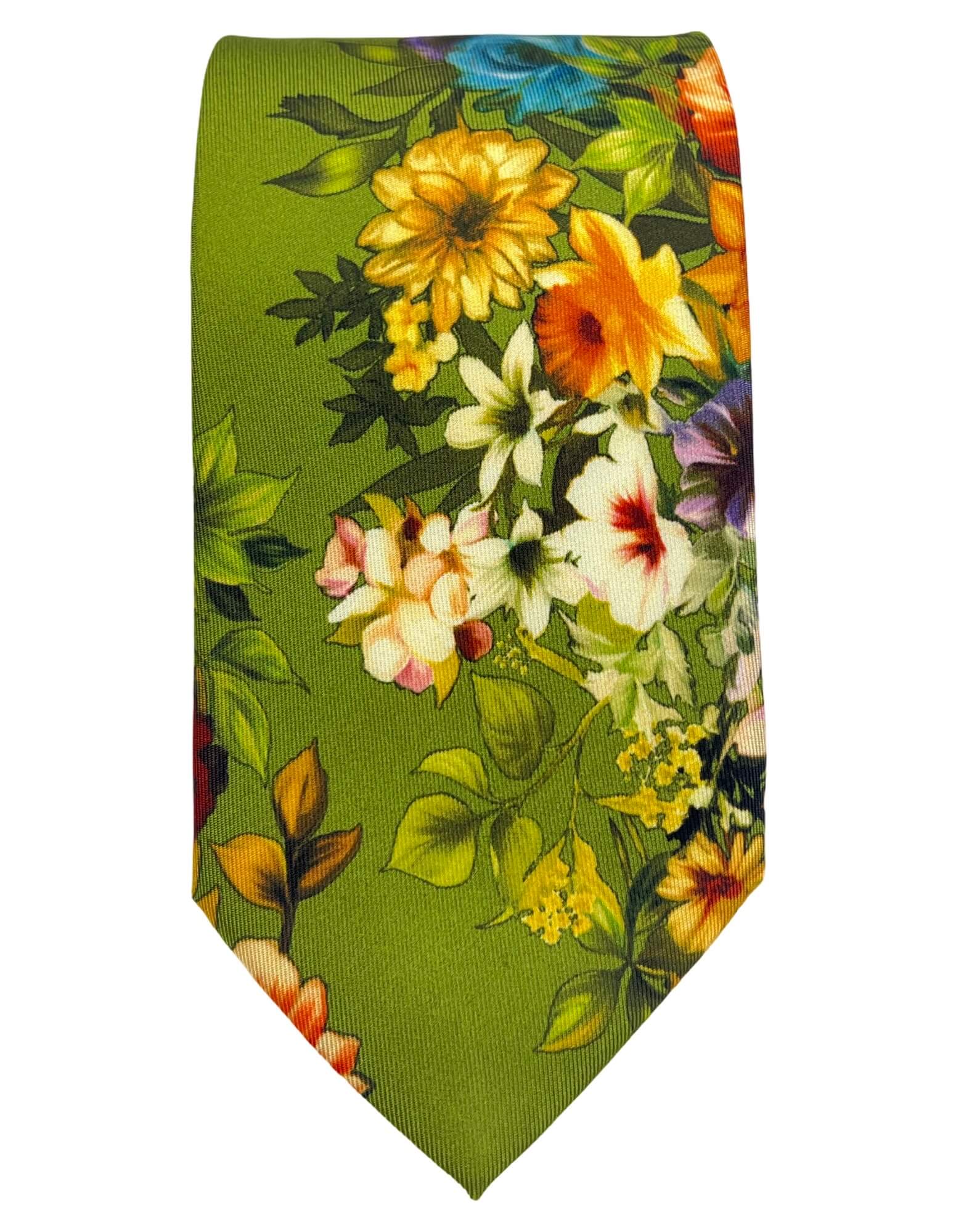 CANTINI Bloom Floral Tie - Green