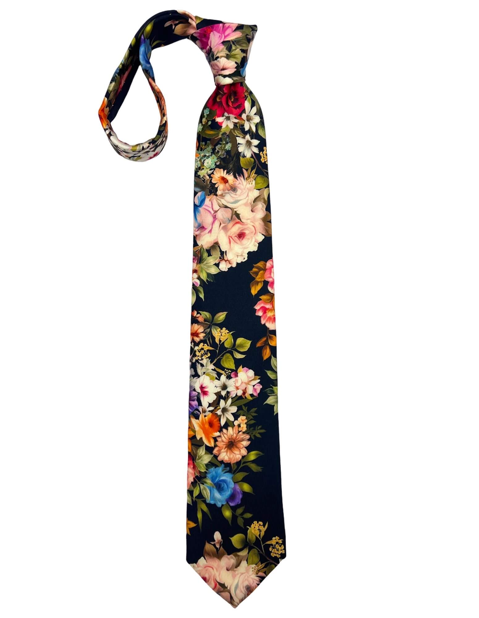 CANTINI Bloom Floral Tie - Navy
