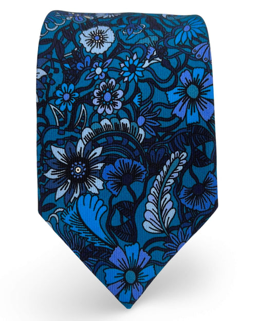 DÉCLIC Mossley Floral Tie - Blue