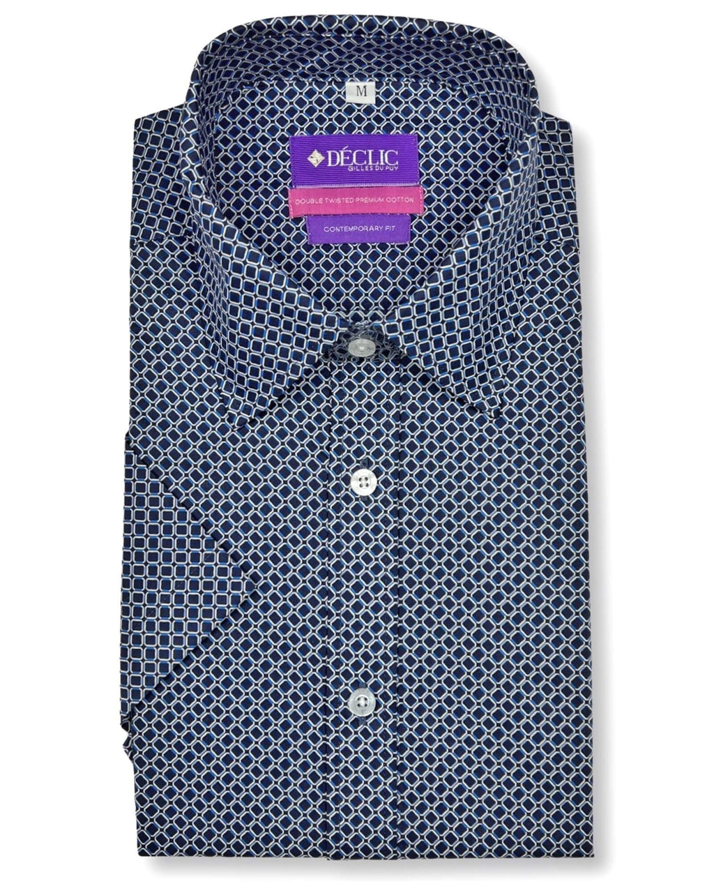 DÉCLIC Linx Pattern Print Short Sleeve Shirt - Navy