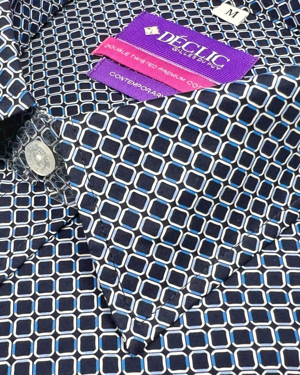 DÉCLIC Linx Pattern Print Short Sleeve Shirt - Navy