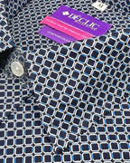 DÉCLIC Linx Pattern Print Short Sleeve Shirt - Navy