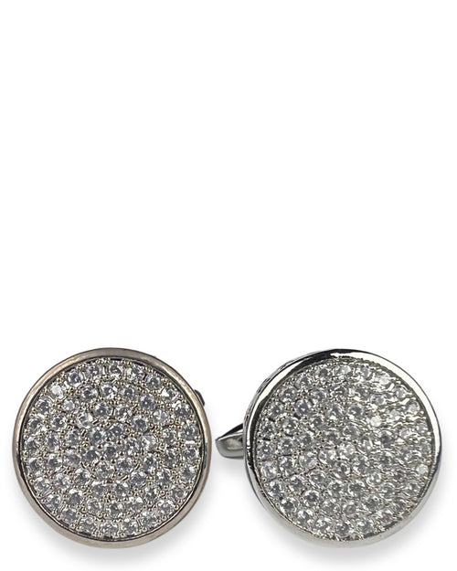 DÉCLIC Diamante Round Pave Cufflink - Silver