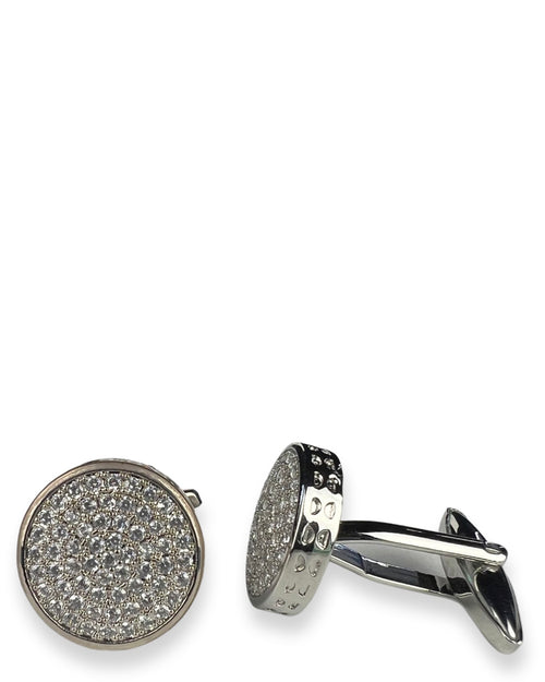 DÉCLIC Diamante Round Pave Cufflink - Silver