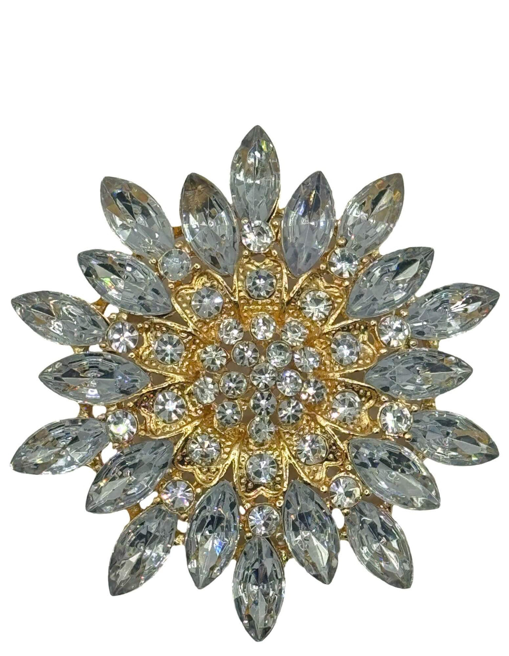 DÉCLIC Large Gilded Flower Pin - Clear