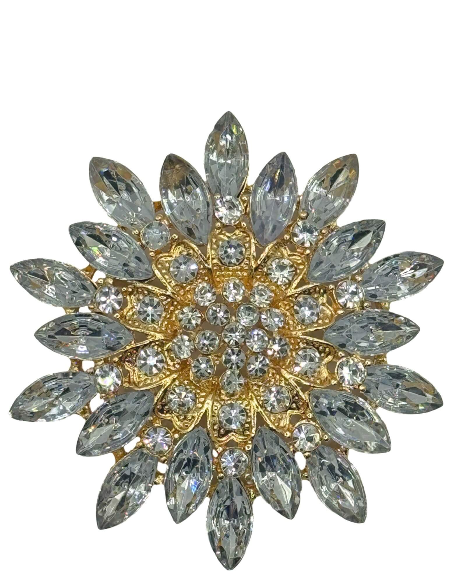 DÉCLIC Large Gilded Flower Pin - Clear