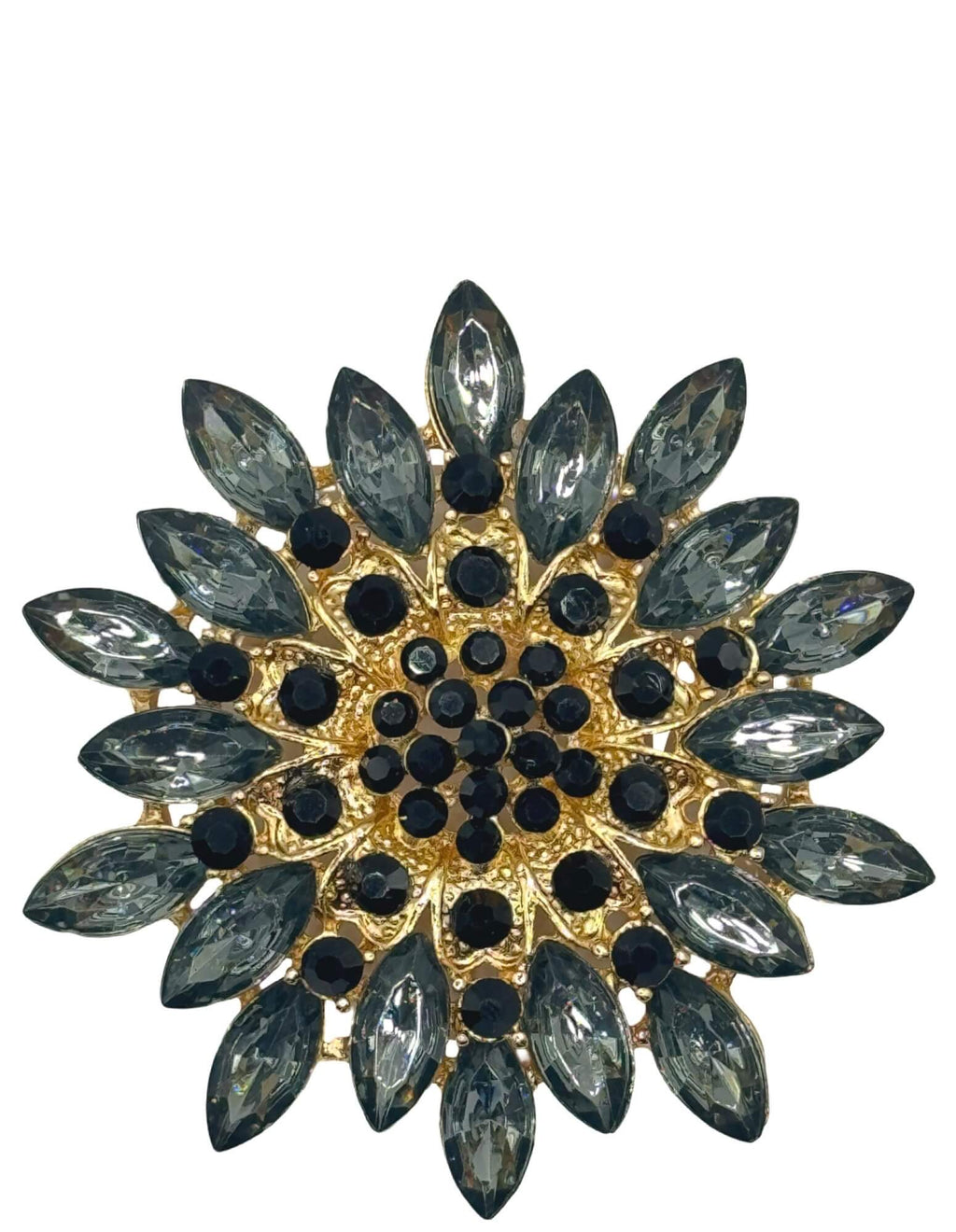 DÉCLIC Large Gilded Flower Pin - Black