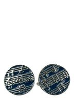DÉCLIC Sheet Music Round Cufflink - Blue