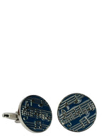 DÉCLIC Sheet Music Round Cufflink - Blue