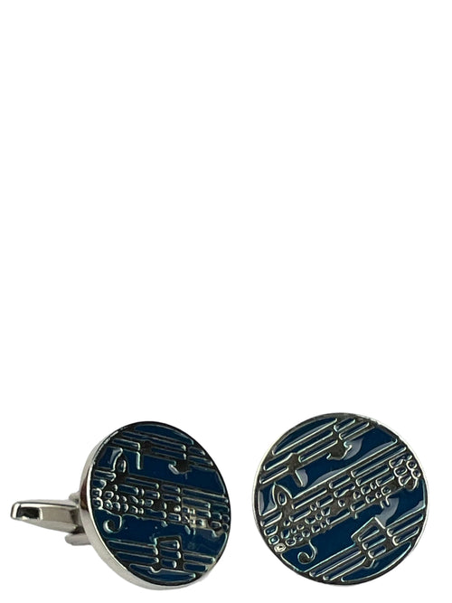 DÉCLIC Sheet Music Round Cufflink - Blue