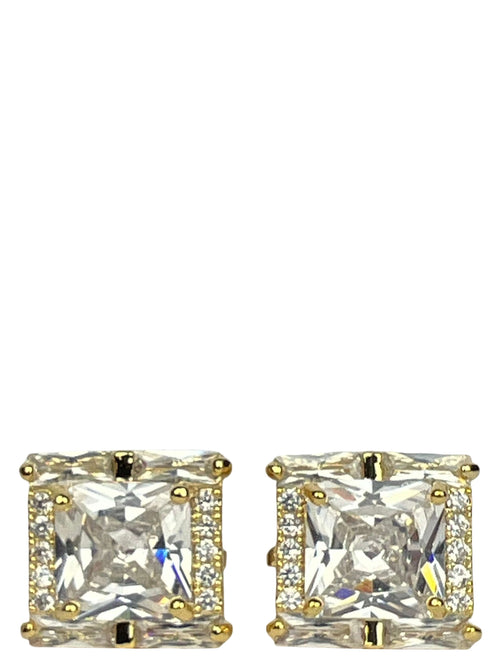 DÉCLIC Diamante Square Gold Cufflink - White