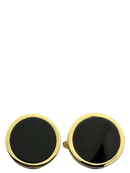 DÉCLIC Onyx Round Cufflink - Gold