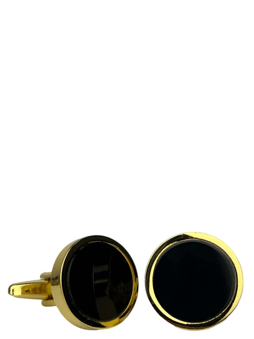 DÉCLIC Onyx Round Cufflink - Gold