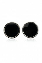 DÉCLIC Onyx Round Cufflink - Silver