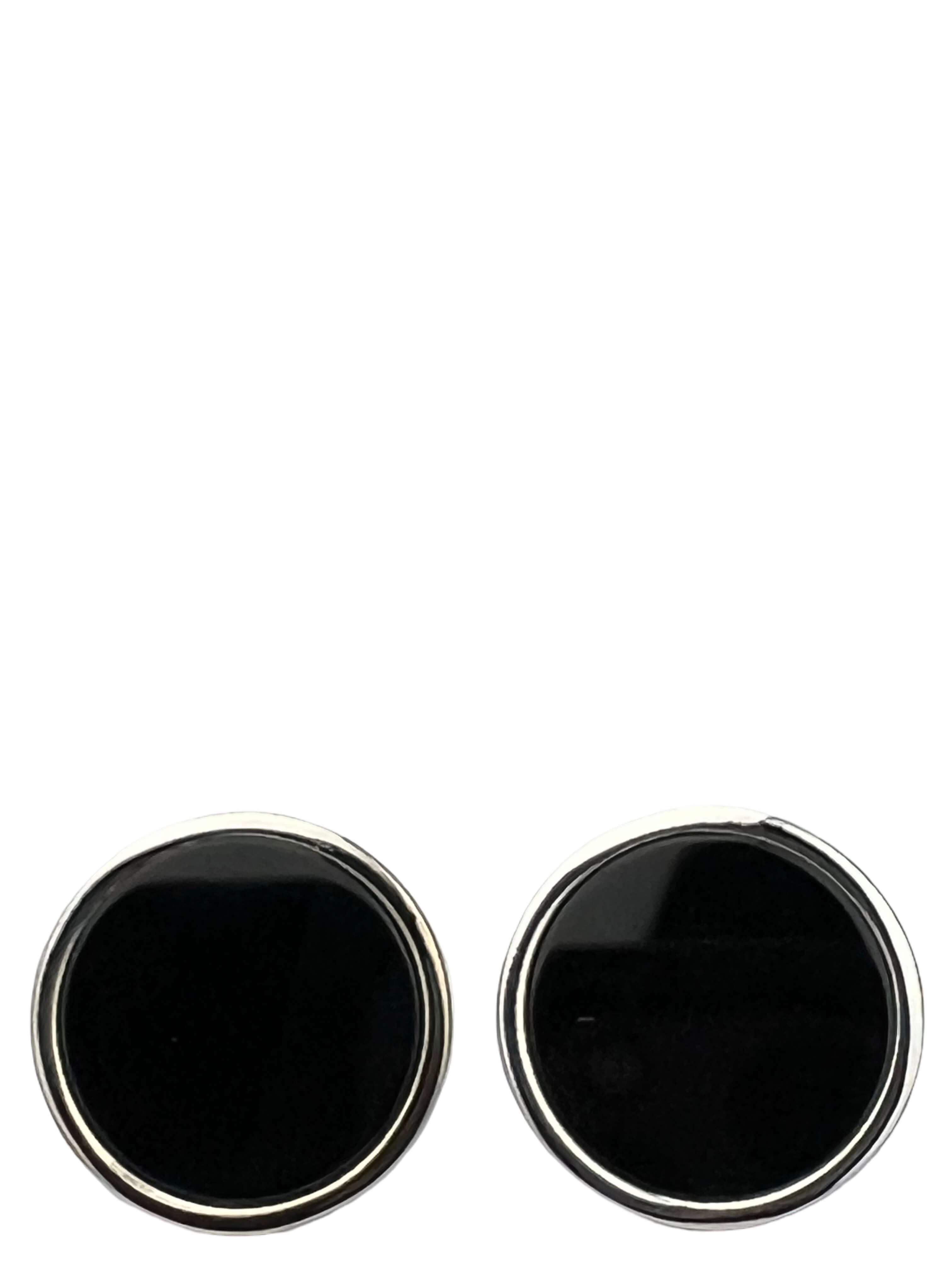 DÉCLIC Onyx Round Cufflink - Silver