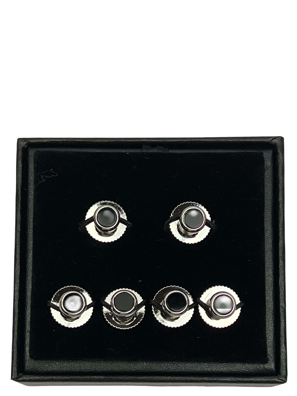 DÉCLIC Onyx (6) Screw Shirt Studs - Silver