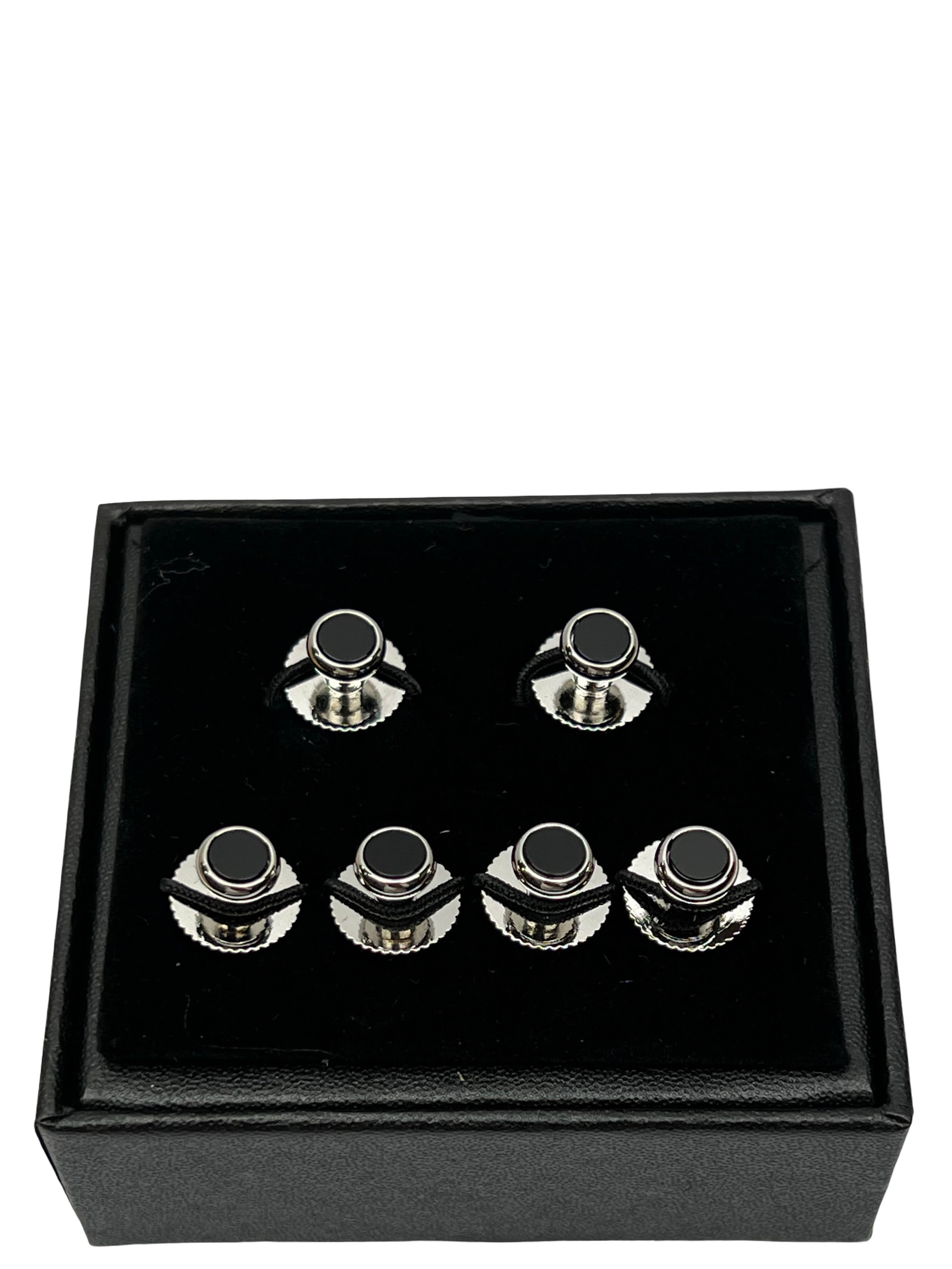 DÉCLIC Onyx (6) Screw Shirt Studs - Silver