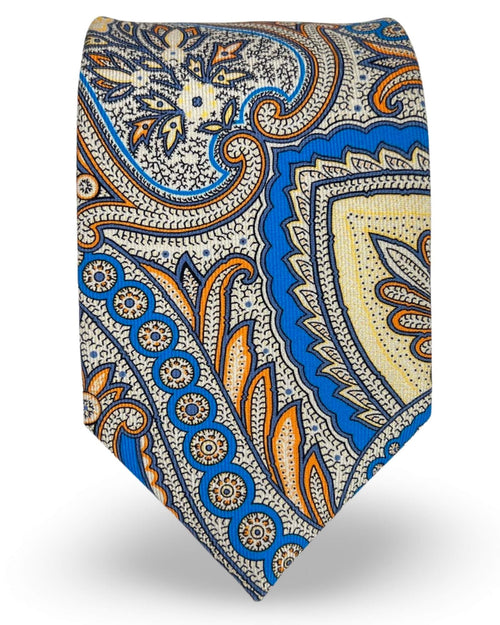 DÉCLIC Horned Paisley Tie - Blue