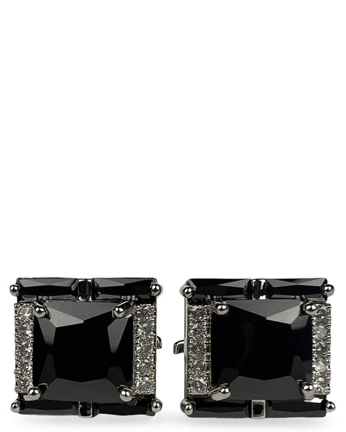 DÉCLIC Diamante Square Silver Cufflink - Black