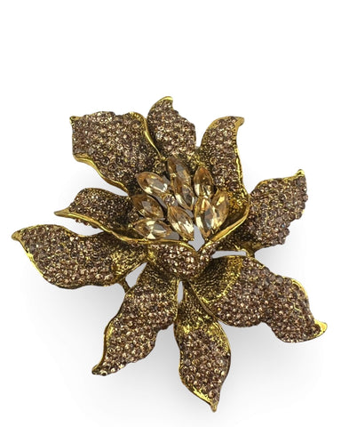 DÉCLIC Black Rose Diamante Pin - Gold