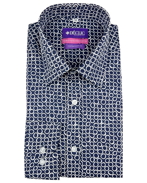 DÉCLIC Bolzano Spot Print Shirt - Navy