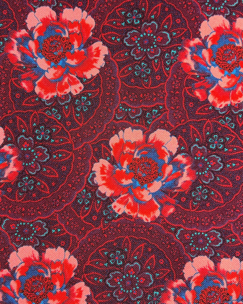 DÉCLIC Argenta Floral Hanky - Burgundy