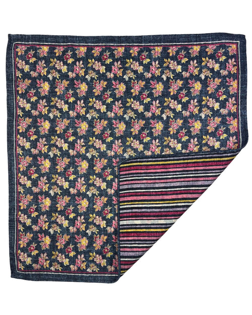 DÉCLIC Venosa Floral Reversible Hanky - Navy