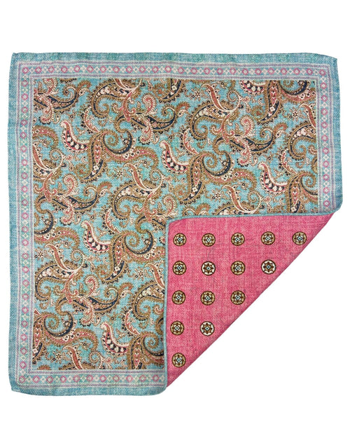 DÉCLIC Vasto Paisley Reversible Hanky - Baby Blue