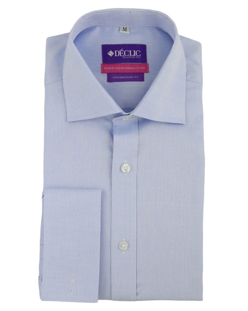 DÉCLIC Stewart Textured Double Cuff Shirt - Blue