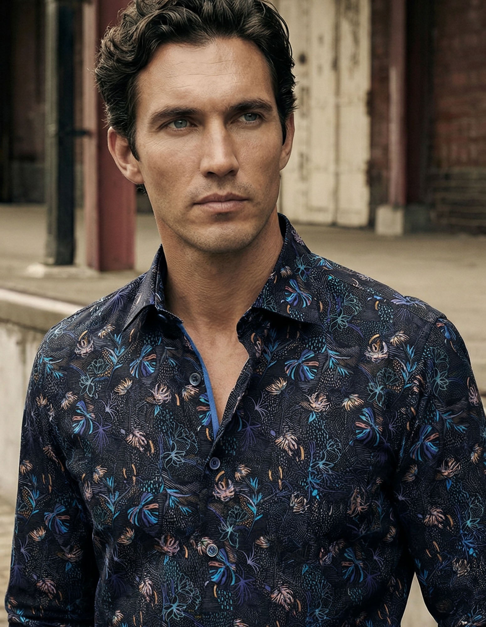 JF 'Midnight' Print Shirt - Navy