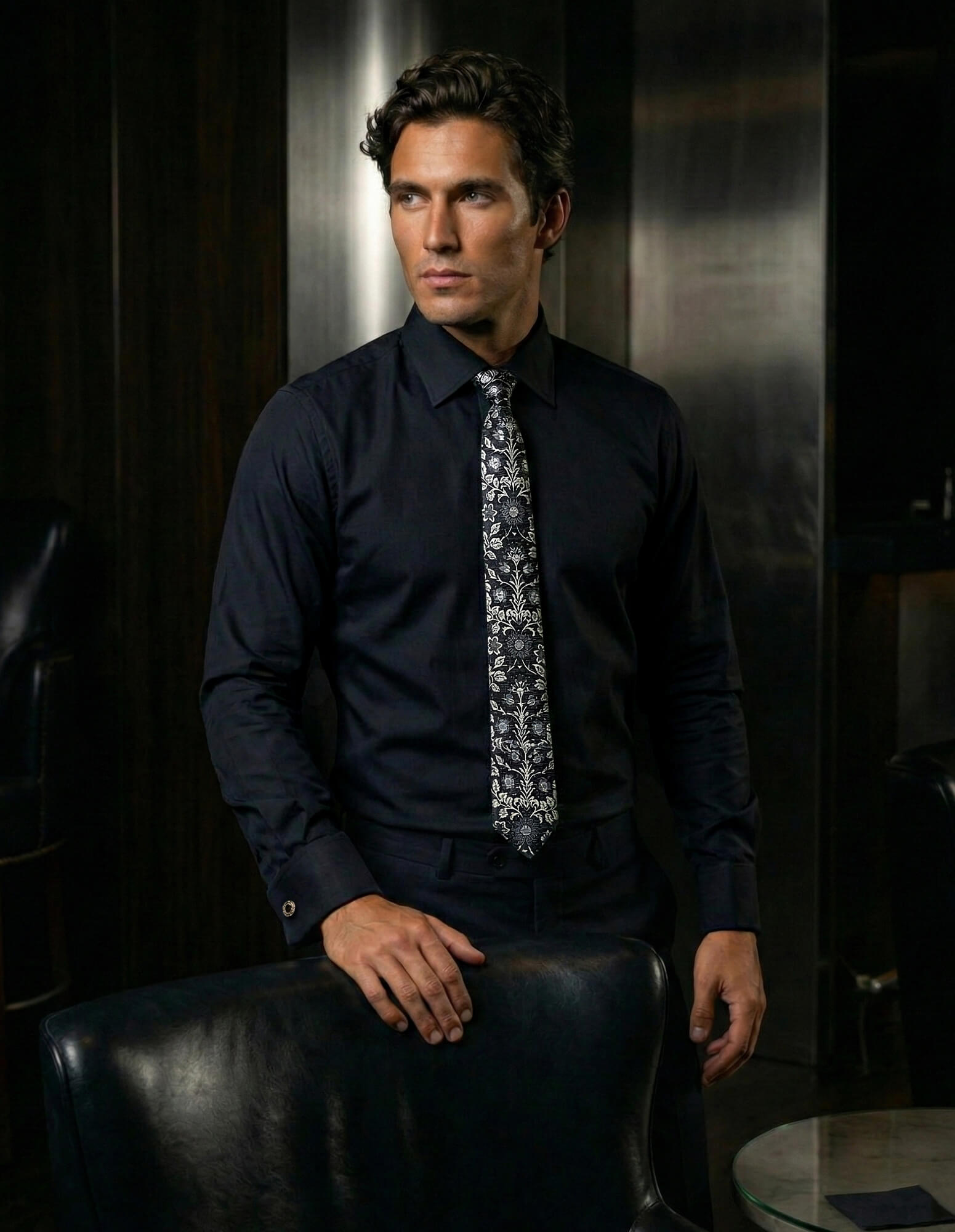 DÉCLIC Jaco Floral Tie - Black