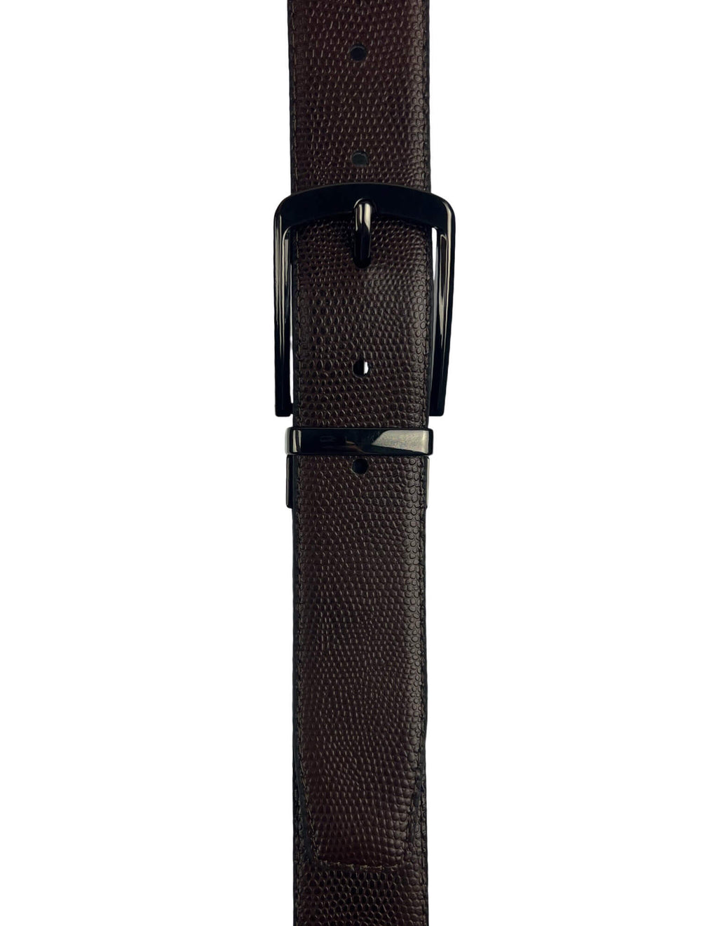 DÉCLIC Reversible Lizard Style Leather Belt - Black/Brown
