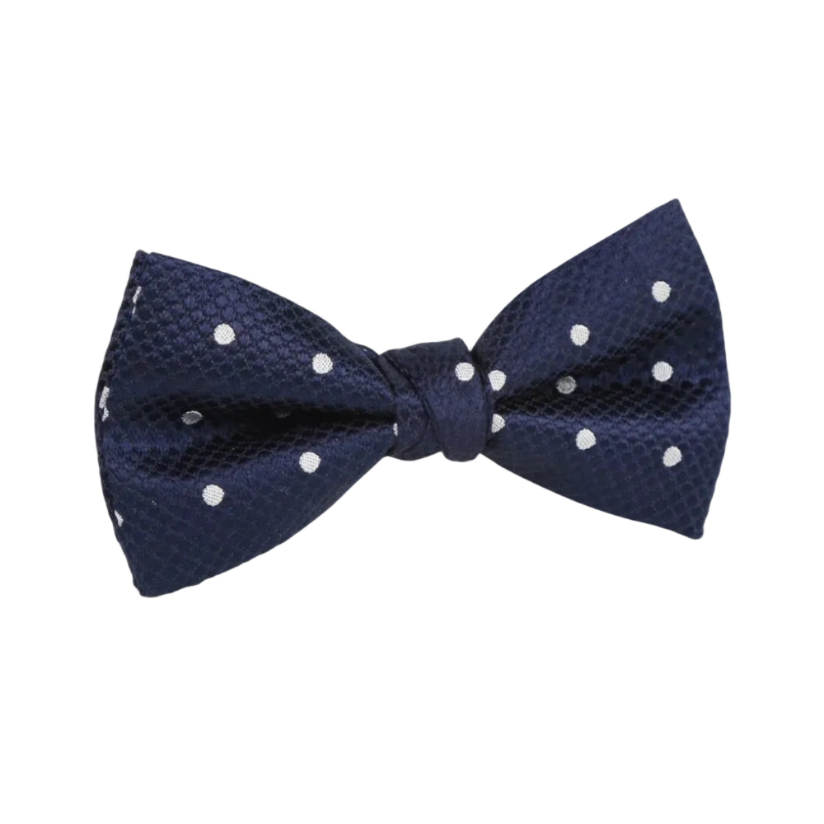 DÉCLIC Silk Polka Dot Single Dimple Bow - Navy