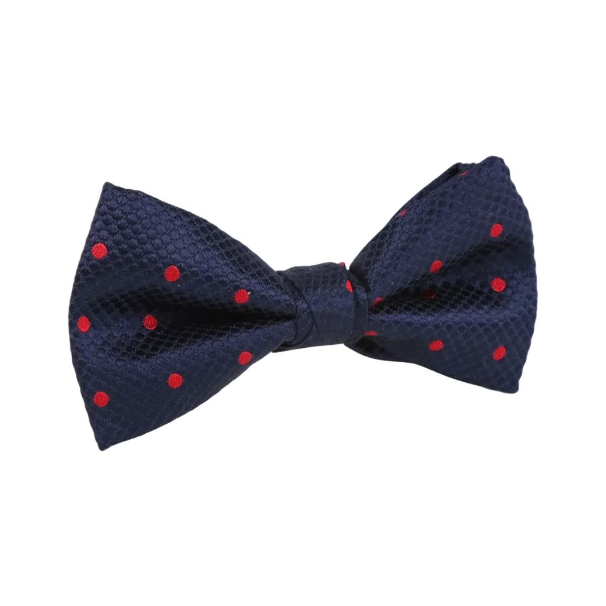 DÉCLIC Silk Polka Dot Single Dimple Bow - Navy/Red