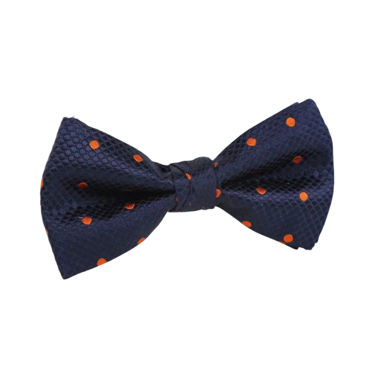 DÉCLIC Silk Polka Dot Single Dimple Bow - Navy/Orange