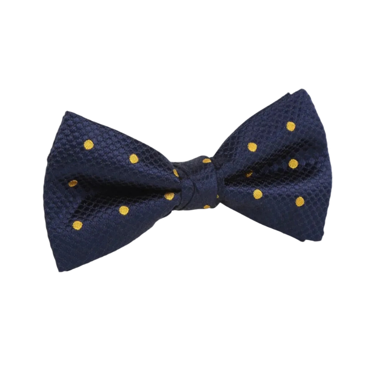 DÉCLIC Silk Polka Dot Single Dimple Bow - Navy/Yellow