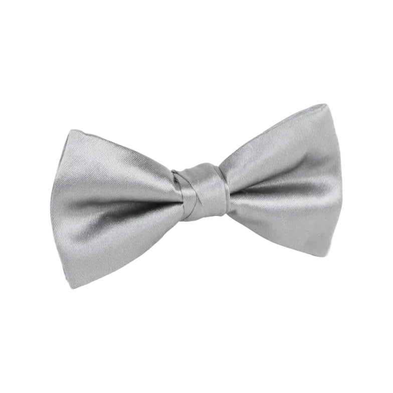 DÉCLIC Silk Satin Weave Single Dimple Bow - Silver