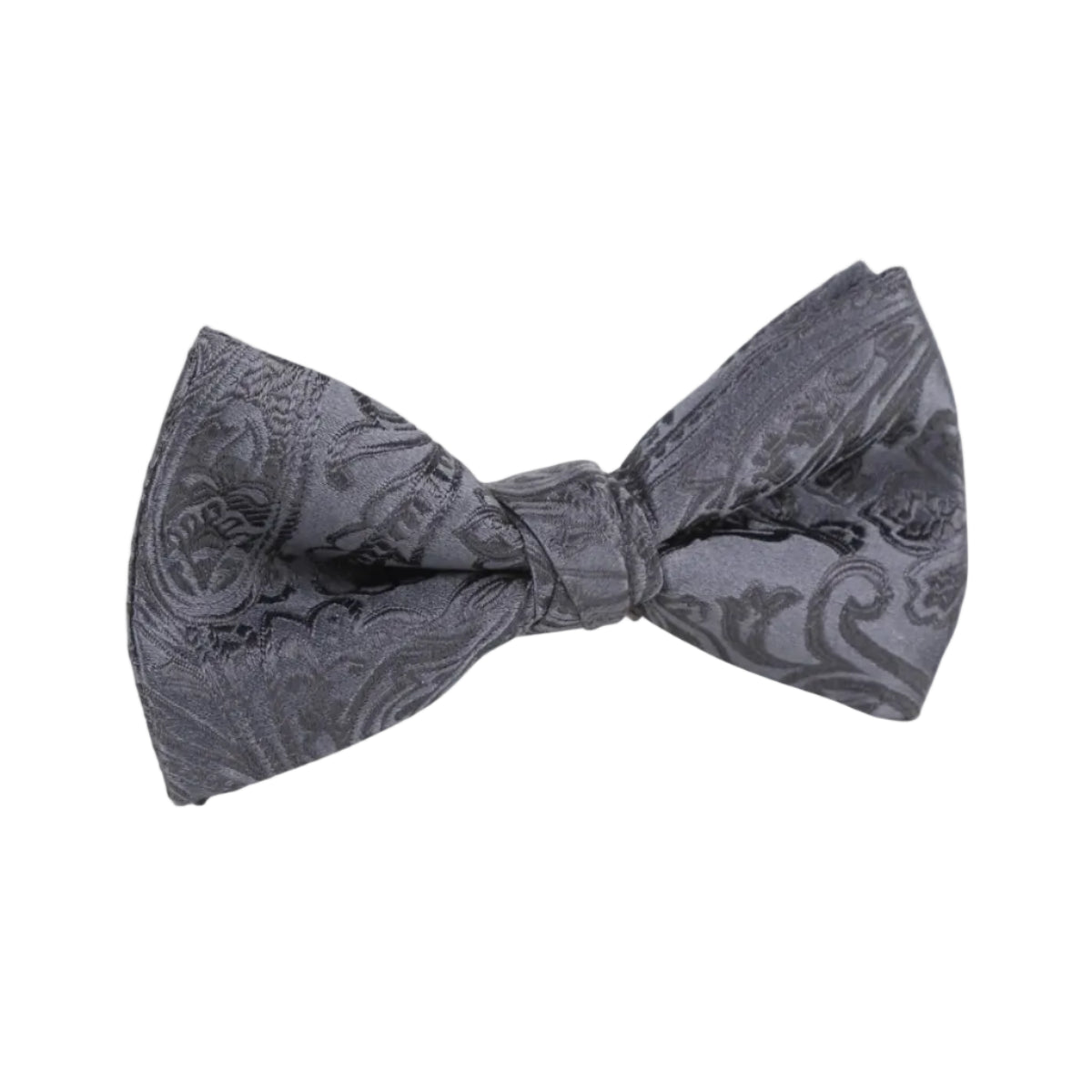 DÉCLIC Silk Paisley Single Dimple Bow - Charcoal