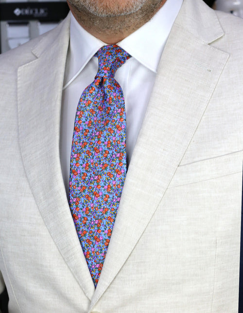 CANTINI Omero Floral Tie - Blue