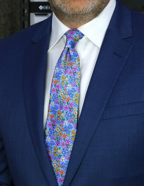 CANTINI Osvaldo Floral Tie - Blue