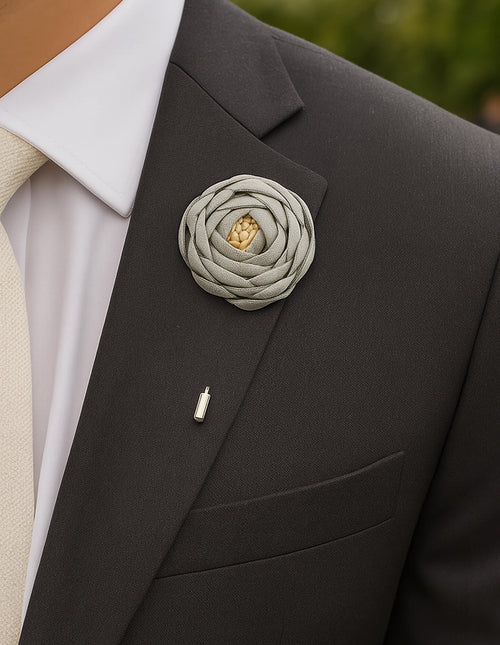 DÉCLIC Peony Flower Lapel Pin - Silver