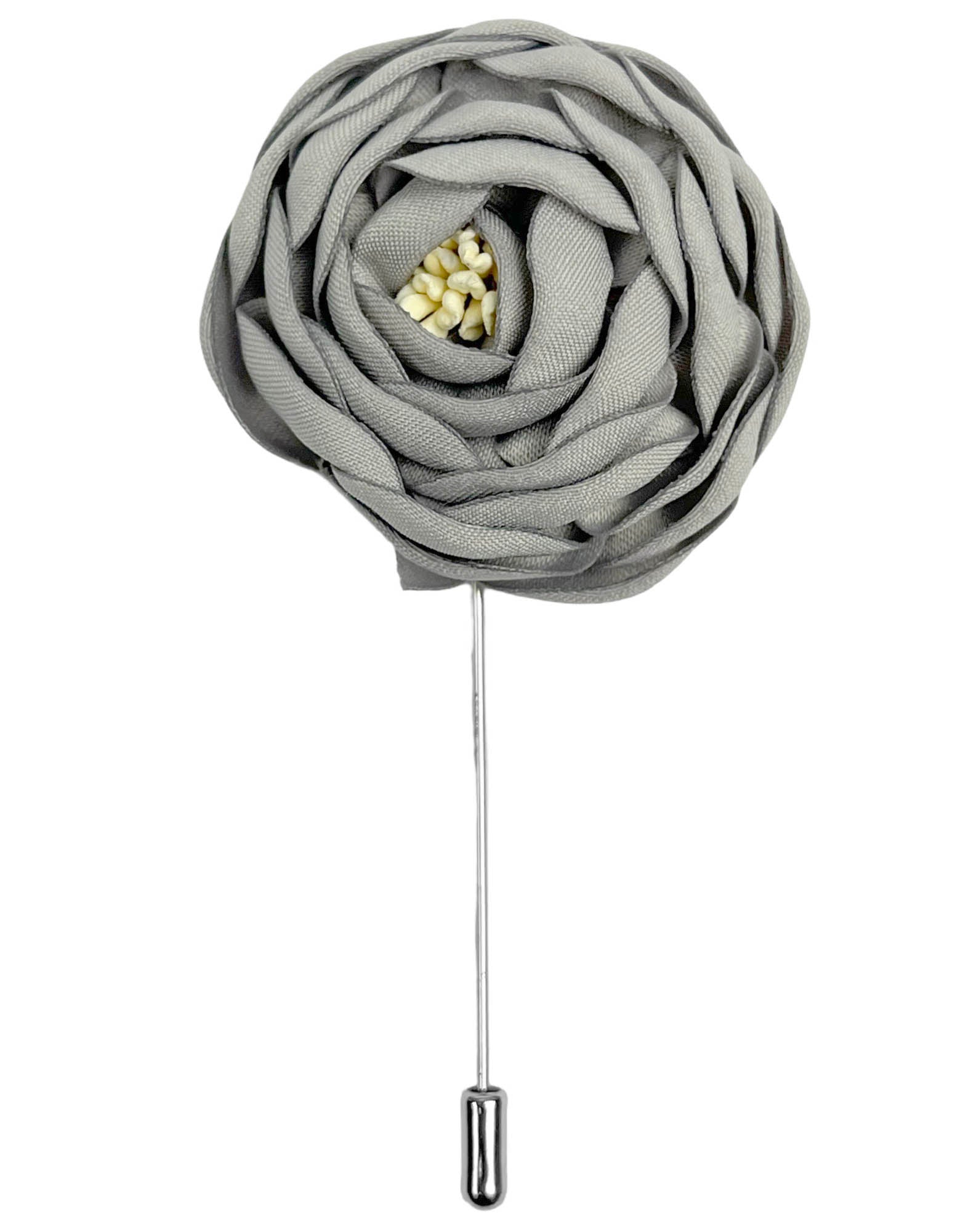 DÉCLIC Peony Flower Lapel Pin - Silver