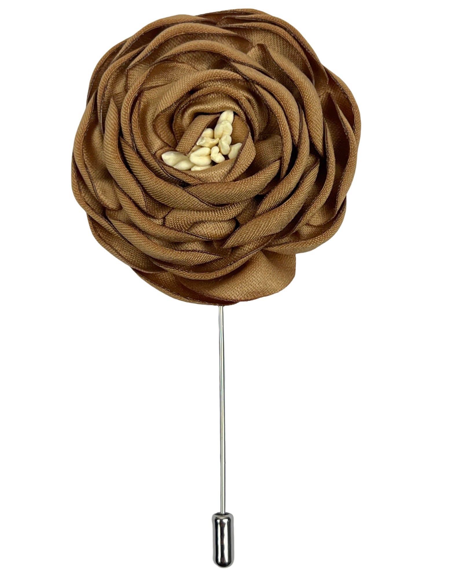 DÉCLIC Peony Flower Lapel Pin - Tan