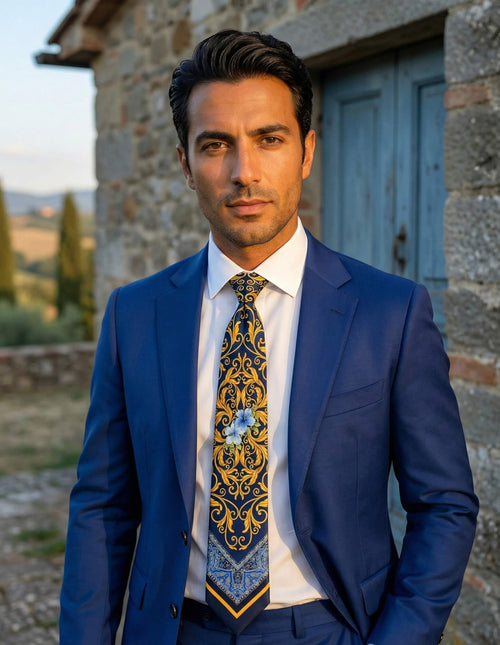 Silvio Fiorello Ciavolo Baroque Tie - Navy